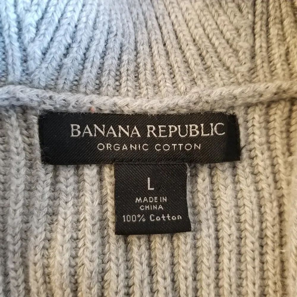 Banana Republic Men's 100% Organic Cotton Grandpa Shawl Cardigan Gray Size Large